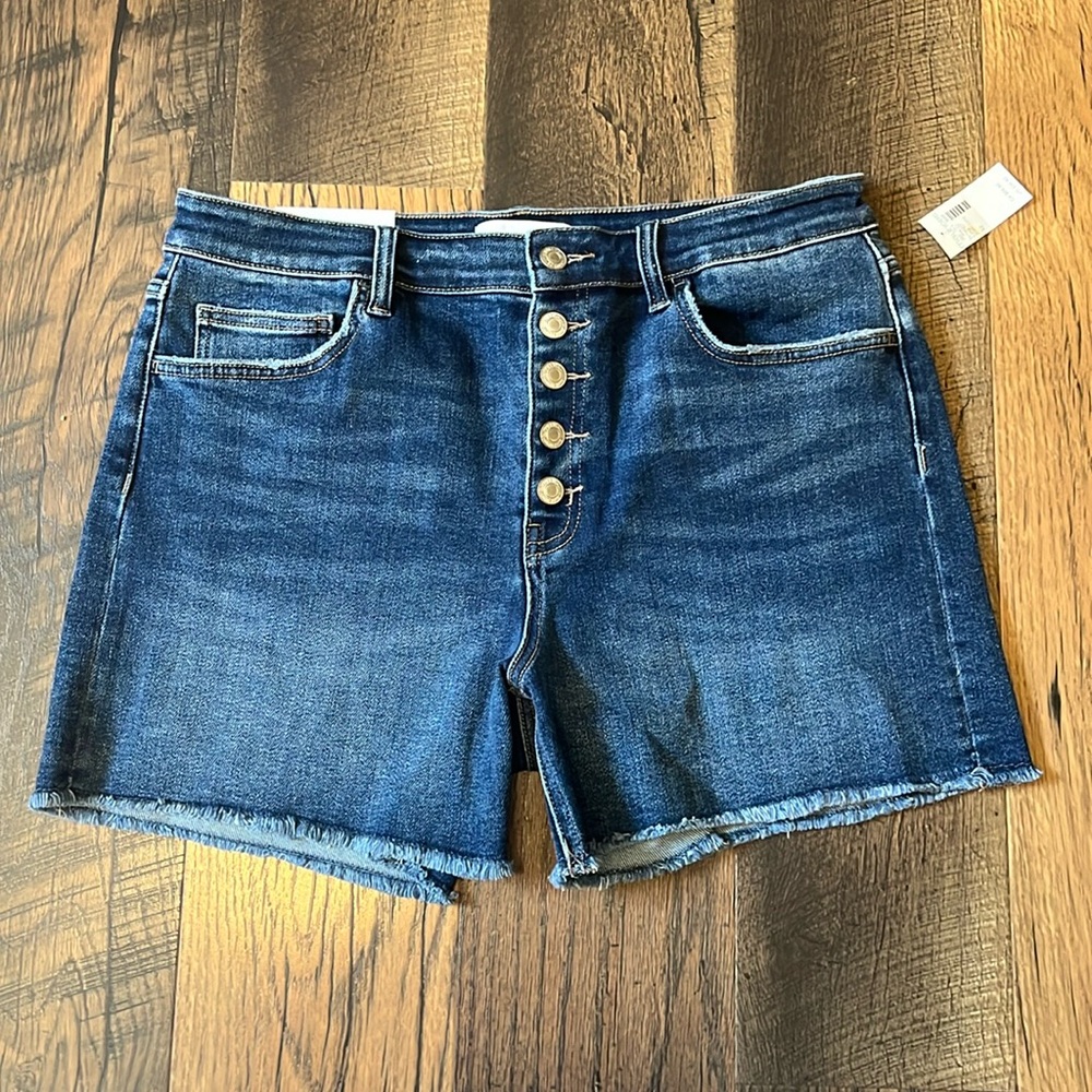 Vervet Blue High Rise Button-Fly Jean Shorts